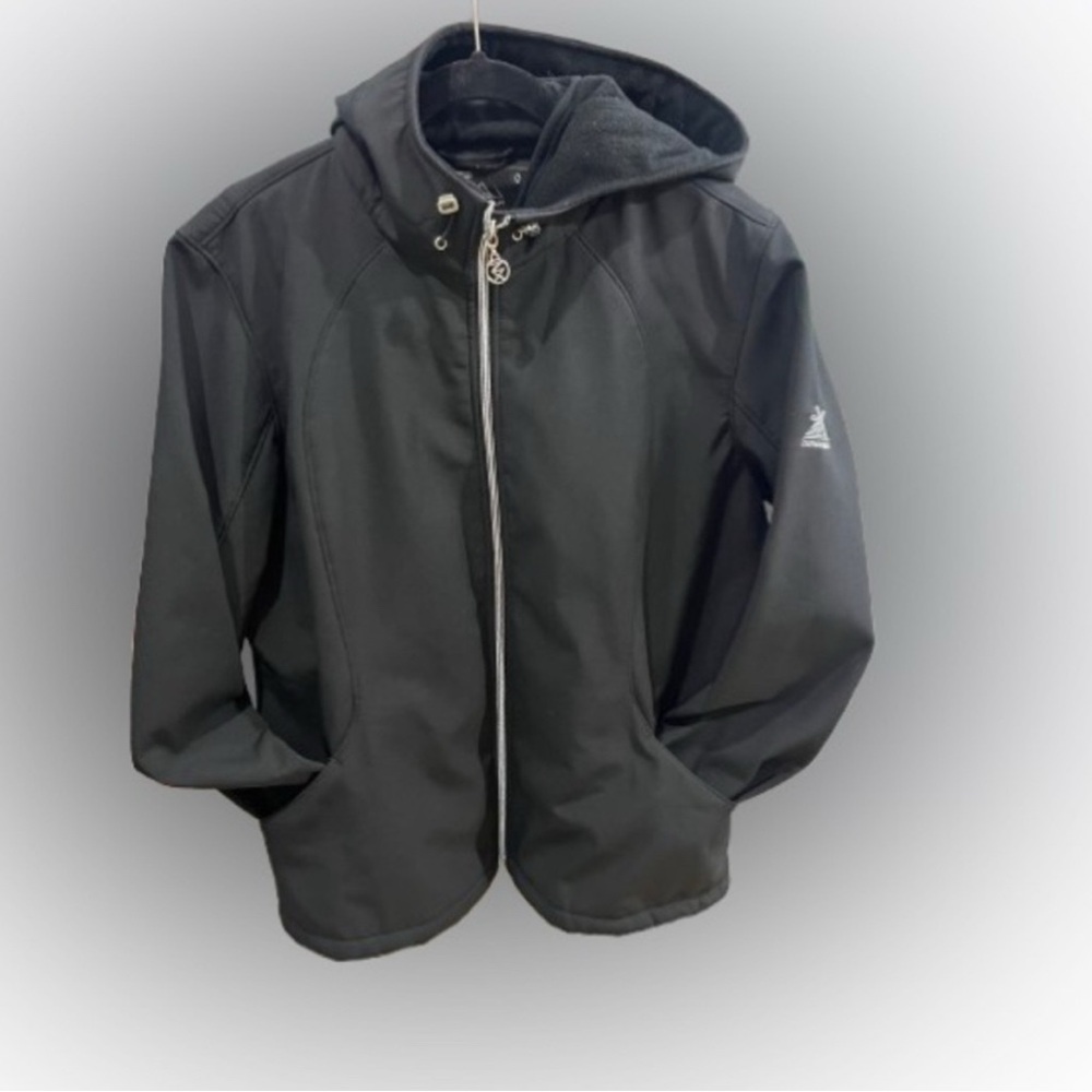 ZeroXposur Black Jacket with Hood and Full-Length Zipper - Size Large
